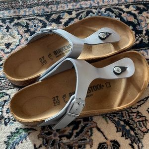 Birkenstock silver classic sandals. Barely worn size 37 perfect shape